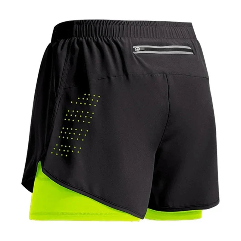 New Men Running Shorts Gym Sports Shorts 2 In 1 Quick Dry Workout Training Gym Fitness Jogging Short Pants Summer Men Shorts