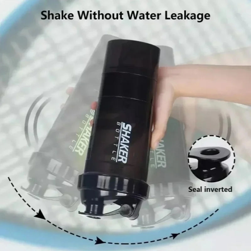 3 Layers Shaker Protein Bottle Powder Shake Cup Large Capacity Water Bottle Mixing Cup Body Building Exercise Mixing Bottle