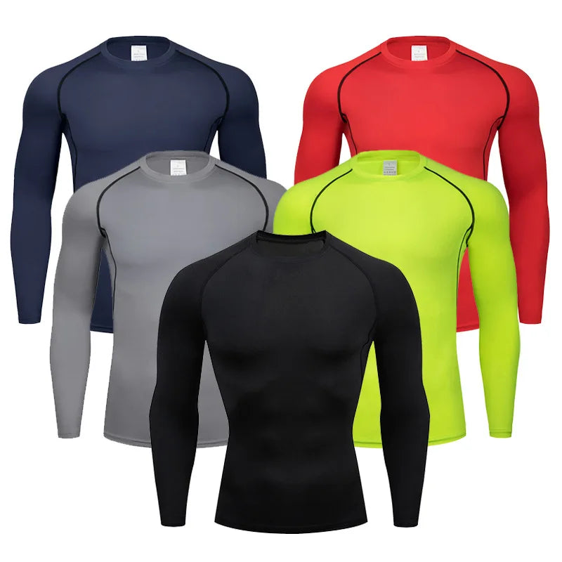 Men's Compression Long Sleeve Training Shirt Breathable Quick Dry Sweat Absorbent Fitness Gym Workout Sports Top Multiple Colors