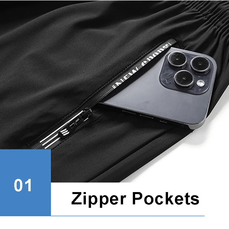 Newest Summer Shorts Men Gym Sport Running Fitness Workout Man Short Pants Breathable Quick-drying Drawstring Men's Shorts Black