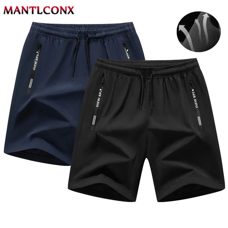 Newest Summer Shorts Men Gym Sport Running Fitness Workout Man Short Pants Breathable Quick-drying Drawstring Men's Shorts Black