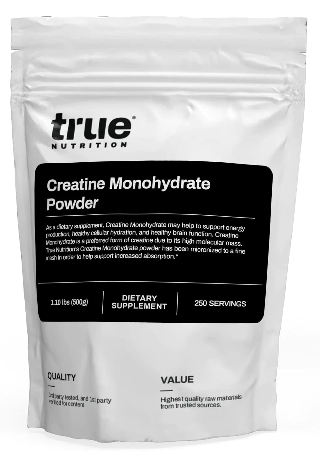True Nutrition - Creatine Monohydrate Powder - Micronized Creatine Powder - Promotes Lean Muscle Growth Muscular Strength and Workout Intensity - Pre Workout and Post Workout Supplement (500 g)